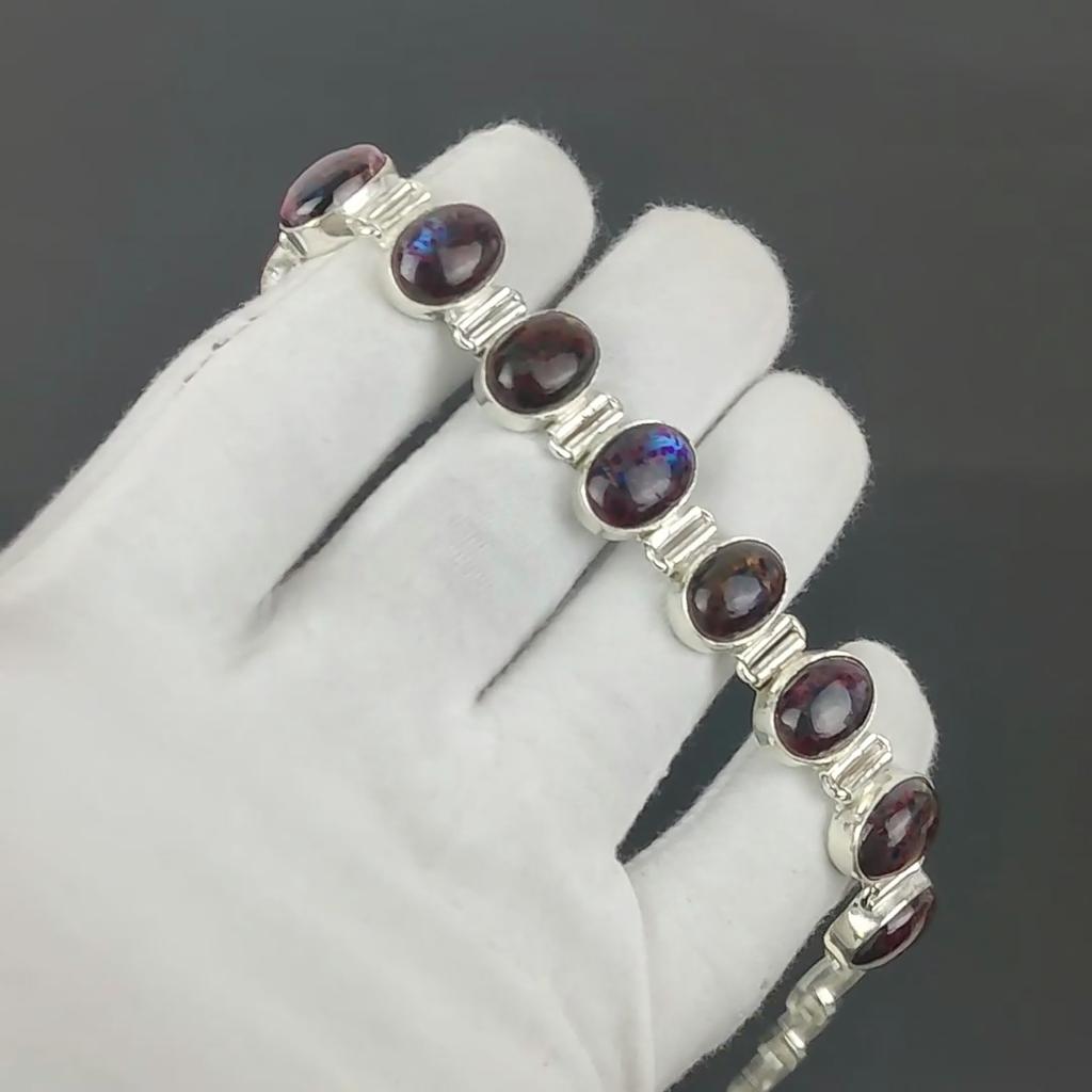 Цветной браслет из лабрадорита, браслет из стерлингового серебра 925 пробы, браслет с регулируемой цепочкой, браслет ручной работы в стиле бохо, ювелирное изделие с драгоценным камнем, подарки на помолвку