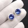 Натуральный Танзанит Драгоценный Камень 925 Проба Серебро Ювелирные Изделия Ручной Работы Серьги-Пуссеты 0,53" EE-147-7
