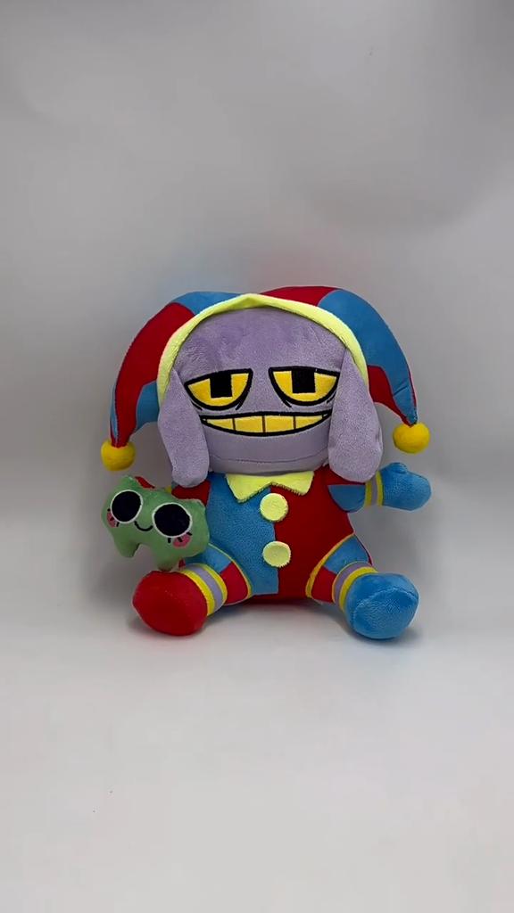 Circus Style Frog & Clown Stuffed Plush Doll, Soft Short Plush Decor Toy