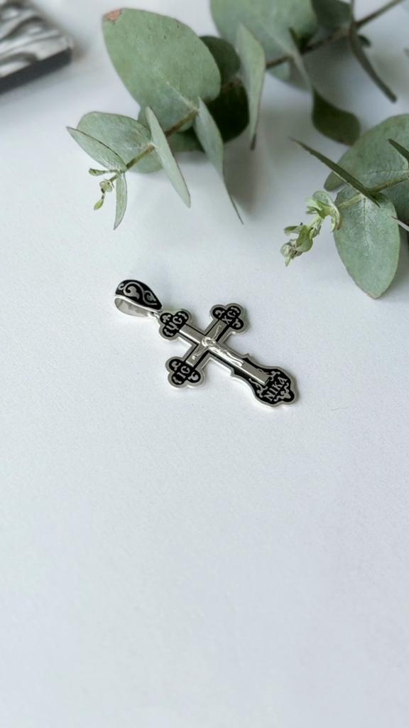 Серебряный крестик с емаллю (2156598)