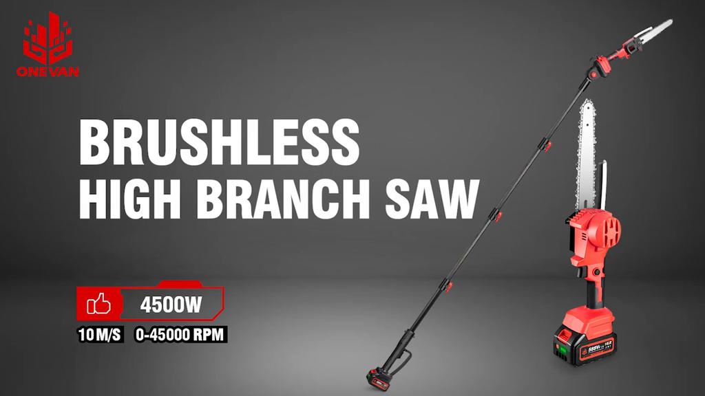 ONEVAN 4500 Вт, 2,25 м, бесщеточная пила с высокой веткой, телескопическая рейка, электрическая пила, беспроводной садовый инструмент для обрезки веток для батареи Makita 18 В