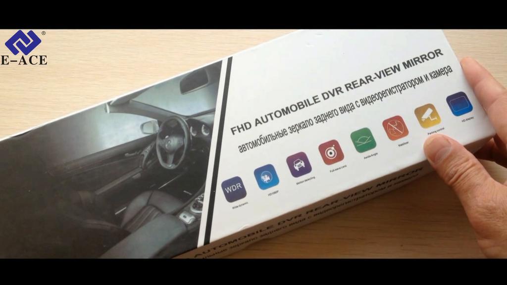E-ACE Автомобильное зеркало DVR 4,3-дюймовый видеорегистратор FHD 1080P видеорегистратор с двойным объективом, зеркало заднего вида с камерой заднего вида 1080P