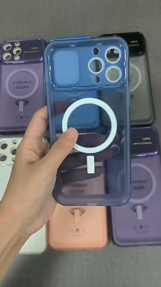 Роскошный чехол для линз с большим окном, магнитный чехол из ТПУ для беспроводной зарядки для iPhone 14 13 12 11 Pro Max, универсальный защитный чехол от падения