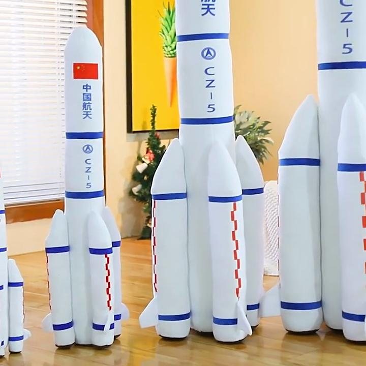 Adorable Cartoon Rocket Plush Pillow Pp Cotton Filled Soft Long March Rocket Toy For Children