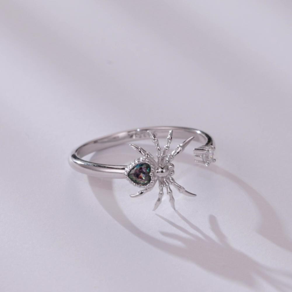 BAMOER 925 стерлингового серебра Хэллоуин Spide открывающееся кольцо для женщин ювелирные изделия винтажное нежное гипоаллергенное кольцо подарок