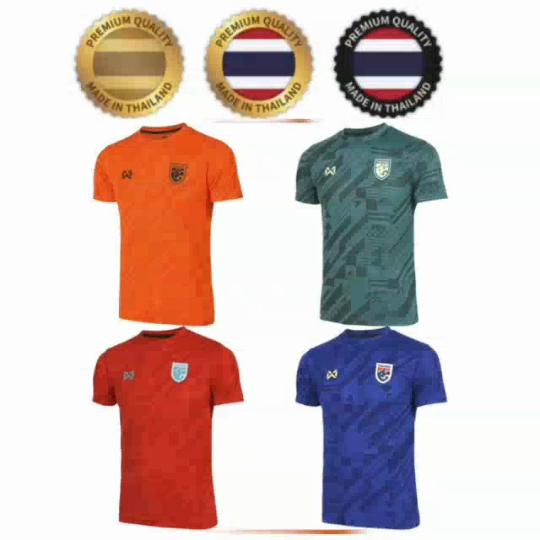 THAILAND National Football Soccer Print JERSEY CHEER Quick Dry Shirt Round Neck Polyester Short Sleeve Uniform Elephant Logo Sport Outdoor