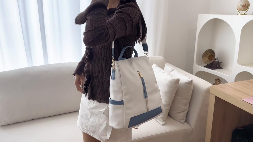 Рюкзак Color Block Anti-Theft, женская дорожная сумка из мягкой кожи, большой емкости