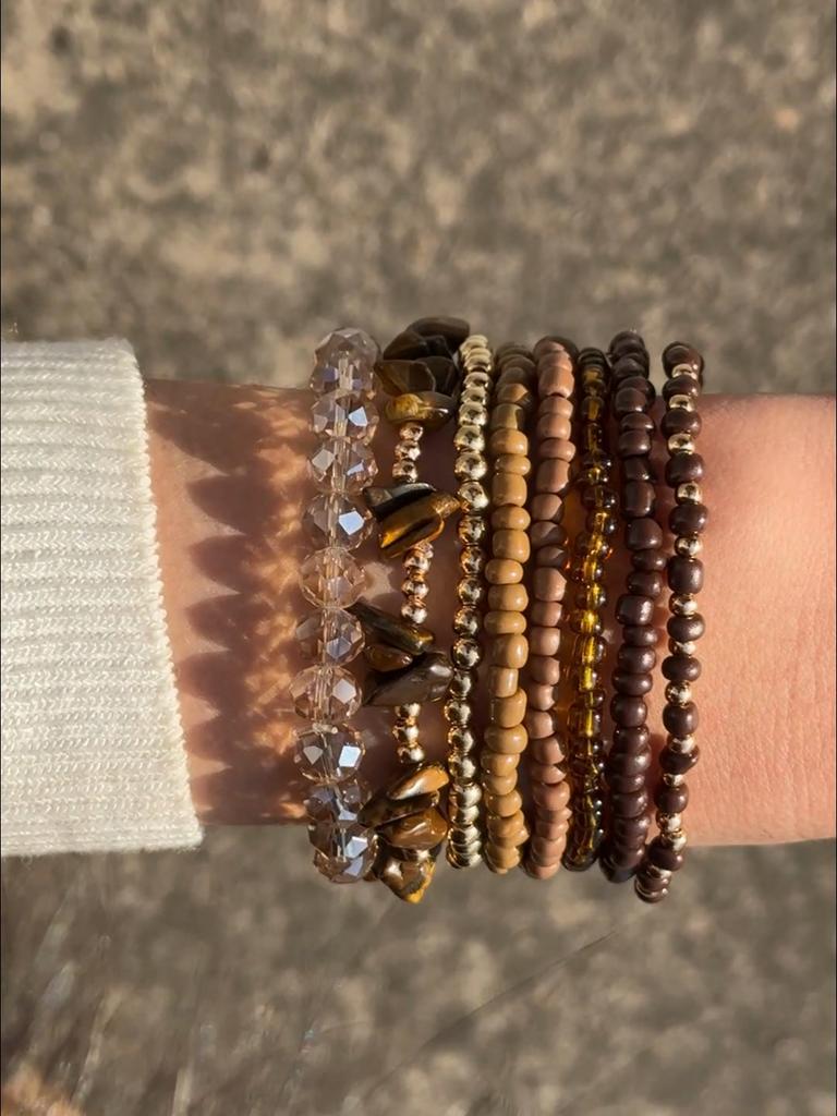 8 шт. Mirad цвет коричневый многокомпонентный набор рисовых бусин браслет для женщин ювелирные изделия персонализированный подходящий браслет