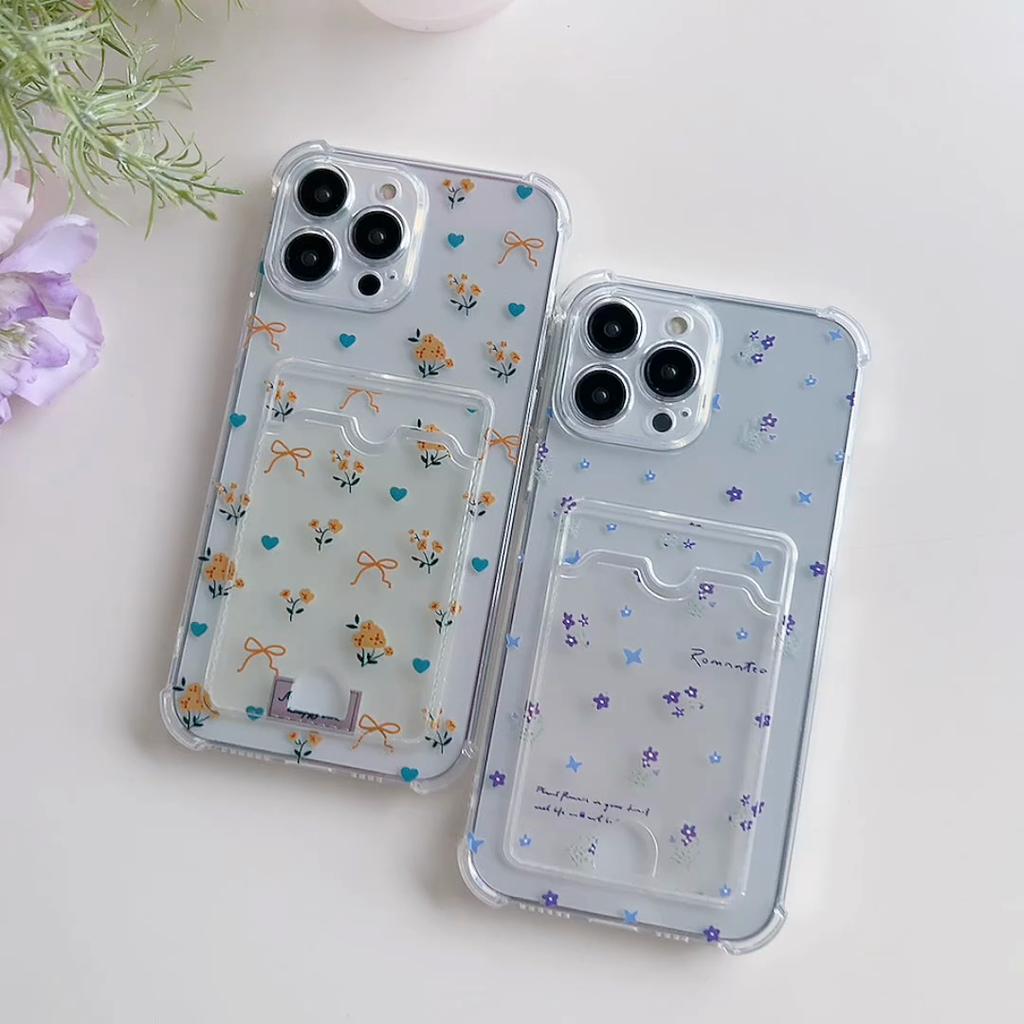 Card Slot Holder Silicone Wallet Pocket Case For Oppo A78 A58 A38 Samsung A54 A24 A14 Xiaomi Redmi Note 13 14 Tecno Spark 10 Cover Clear Phone Bumper
