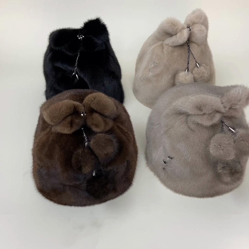 Женские шапки из натурального норкового меха, зимняя шапка, модные элегантные теплые женские шапки, новые меховые шапки