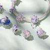 WOSTU Стерлингового Серебра 925 пробы, мистический фиолетовый цветок, подвески, бусины, защитная цепочка в виде бабочки, подходит для оригинального браслета, DIY ожерелье, ювелирные изделия