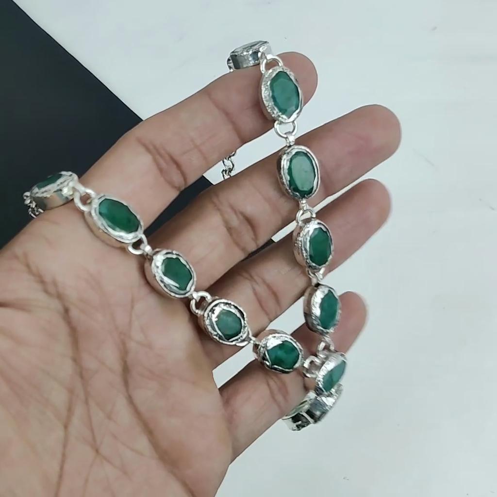 Удивительное ожерелье изумрудного камня ручной работы из стерлингового серебра 925 пробы, ожерелье изумрудного серебра для жены, ожерелье унисекс, праздничный наряд в подарок