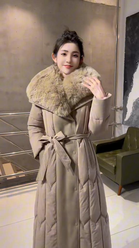 Plus Size L-7XL Fashion Winter Jackets Woman Long Parkas Hooded Big Faux Fur Collar Loose Thick Warm Overcoat Casual Women's Coats With Belt