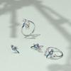 BAMOER 925 Sterling Silver Exqusite Blue Bird Ring for Women Fine Jewelry Dainty Leaf Open Ring Fashion Wedding Gift