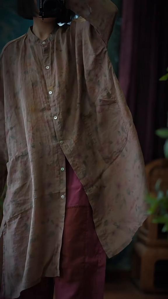 Johnature Women Chinese Style Ramie Print Floral Shirts Autumn Loose Button Blouses Long Sleeve High Quality Vintage Shirts