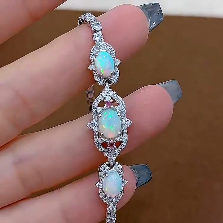Sace Gems 925 стерлингового серебра 6*8 мм натуральный опал драгоценный камень браслеты для женщин помолвка коктейль вечеринка изящные ювелирные изделия
