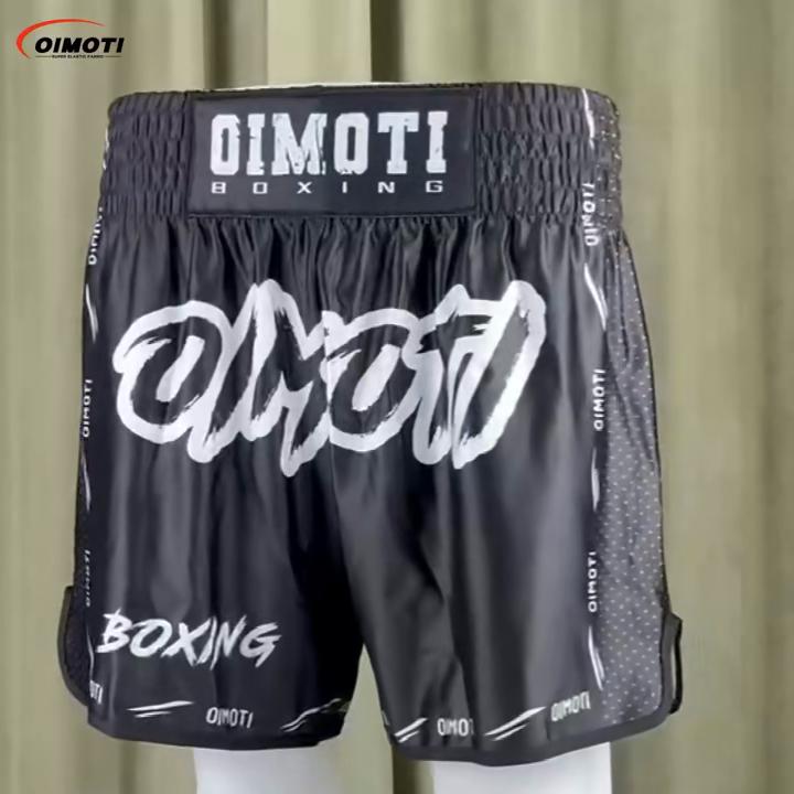 Classic Black Muay Thai Kickboxing Boxing MMA UFC Casual Shorts Gym Sport Unisex Men Women Workout Quick Dry Print Elastic High Waist Training