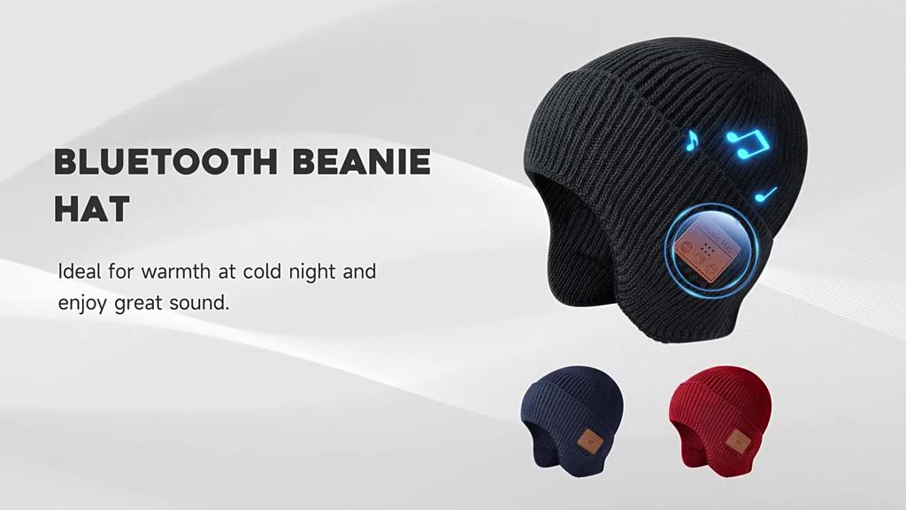 Music Hat Winter Windproof Music Cap 5.0 Bluetooth Wireless Stereo Headphones Music Hat Ear-Covering Headset Beanie Headwear