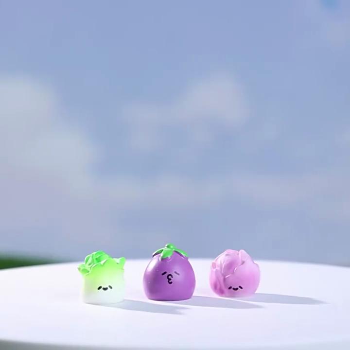 11Pcs Mini Cartoon Vegetable Doll Miniatures Resin Ornaments Fairy Garden Decoration Moss Terrarium Micro Landscape