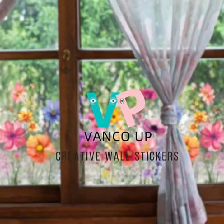 1 шт. Розовые цветы Бабочка Наклейка на стену Электростатическая паста Наклейка на стекло окна Двусторонняя видимая Декоративная наклейка на стену