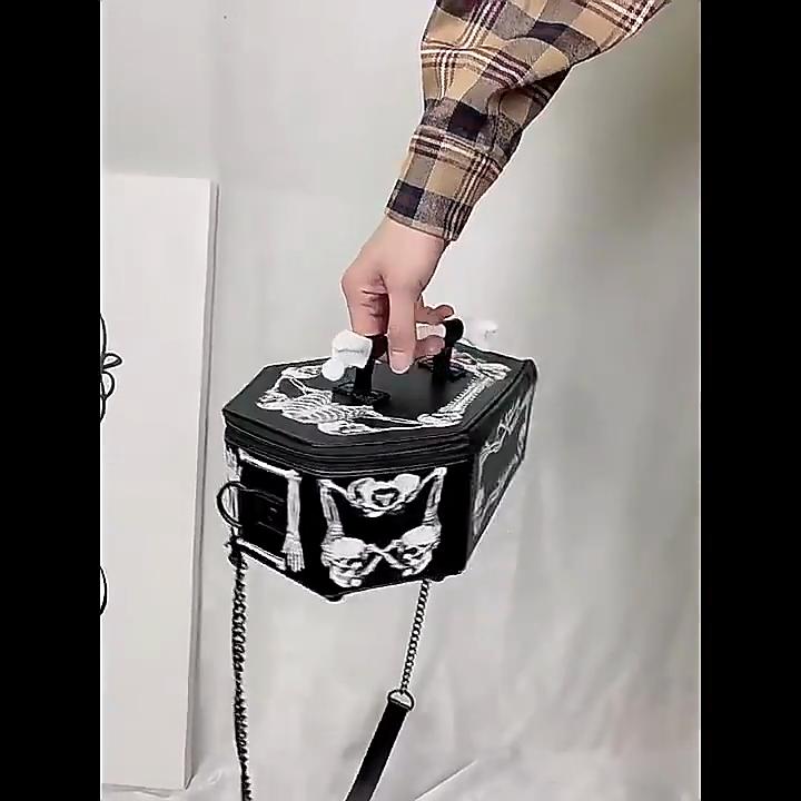 Трендовая черная готическая панк-сумка кроссбоди с молнией, съемным ремешком-цепочкой, полиуретановые сумки через плечо для женщин для вечеринок и дерзкой моды