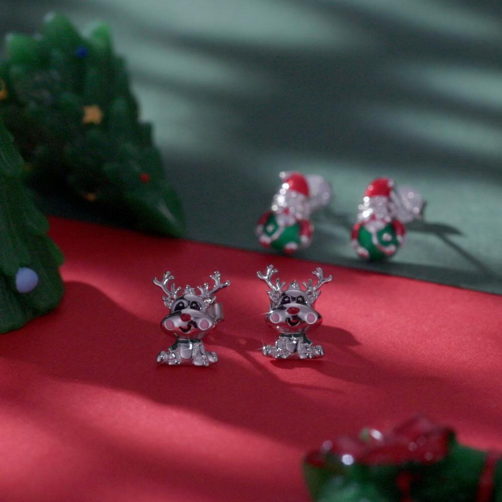 BAMOER стерлингового серебра 925 пробы милые серьги-гвоздики с оленями для женщин вечерние рождественские ювелирные украшения подарок