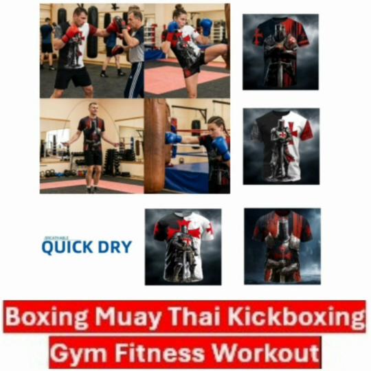 Print 3D Britain England Knights Templar Warrior United Kingdom British UK MMA Boxing Muay Thai T-shirt Unisex Training Gym Fitness Workout Sport