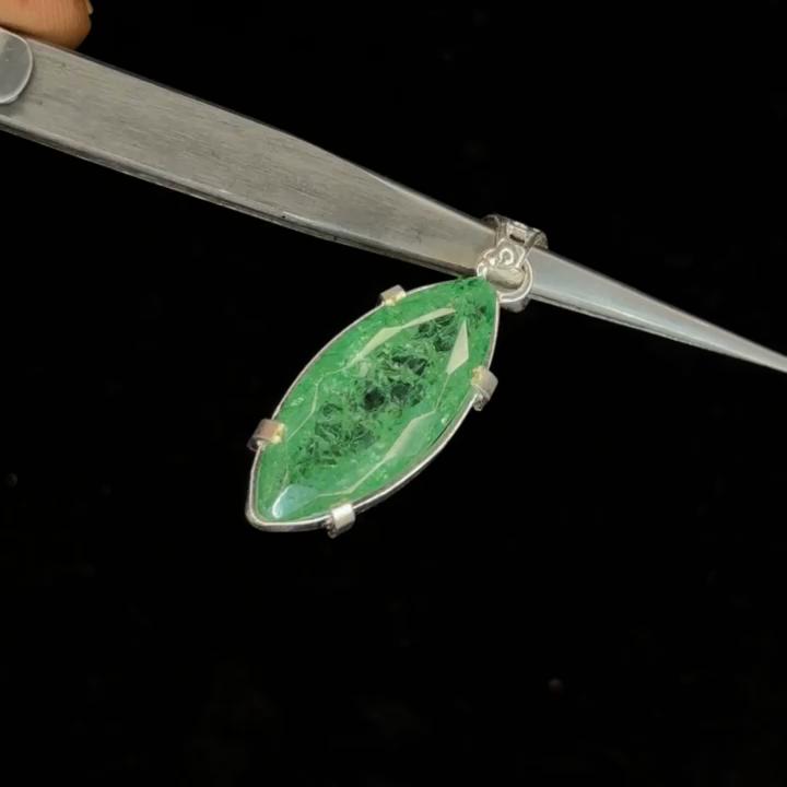 Natural Green Emerald Pendant 925 Sterling Silver 40 ct Colombian Gen Gemstone Jewelry Gift