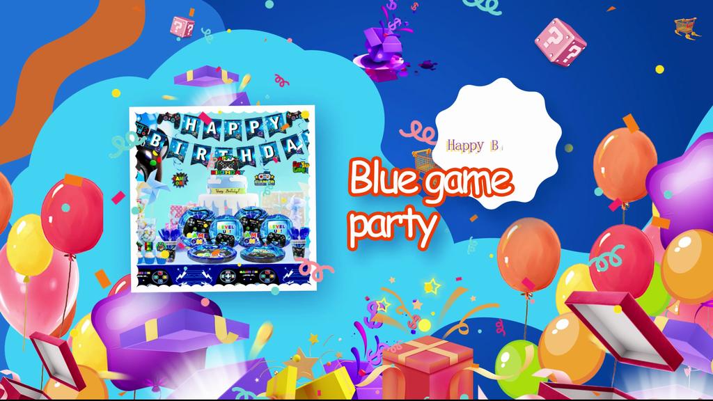 Video Game Birthday Decorations,Video Game Party Decorations&Tableware Set-Plates Cups Tablecloth Balloons Hanging Swirls Etc Party Supplies