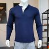 Fashion Waffle T Shirt Men Autumn New Slim Fit Long Sleeve Henley Tshirt Men Streetwear Casual Solid Color T-Shirt US SIZE