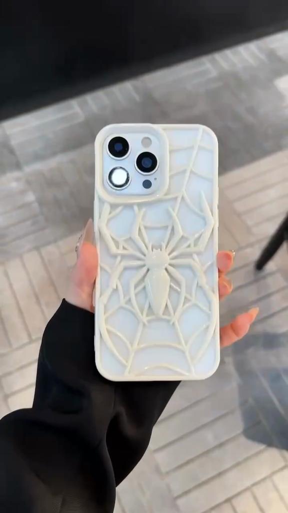 2025 Cool 3D Spider Hollow Dissipate Heat Phone Case For iPhone16 15 14 13 12 11 Pro Max Plus Shockproof Soft Silicone Cover