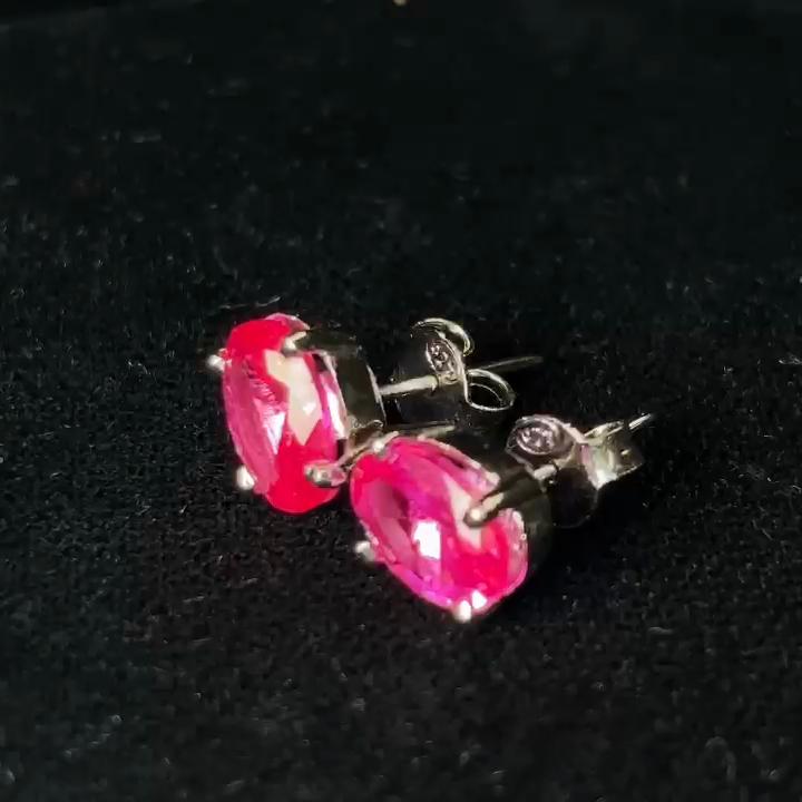 Natural Pink Ruby Earring 12.85 ct Oval Cut Gems Pair Gemstone Jewelry Gift