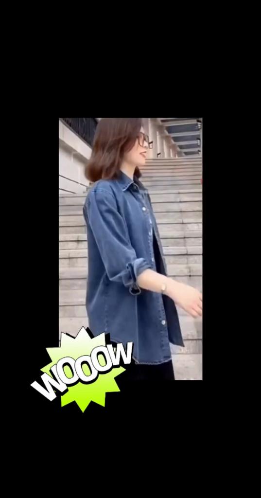 Модная женская джинсовая рубашка больших размеров в европейском стиле