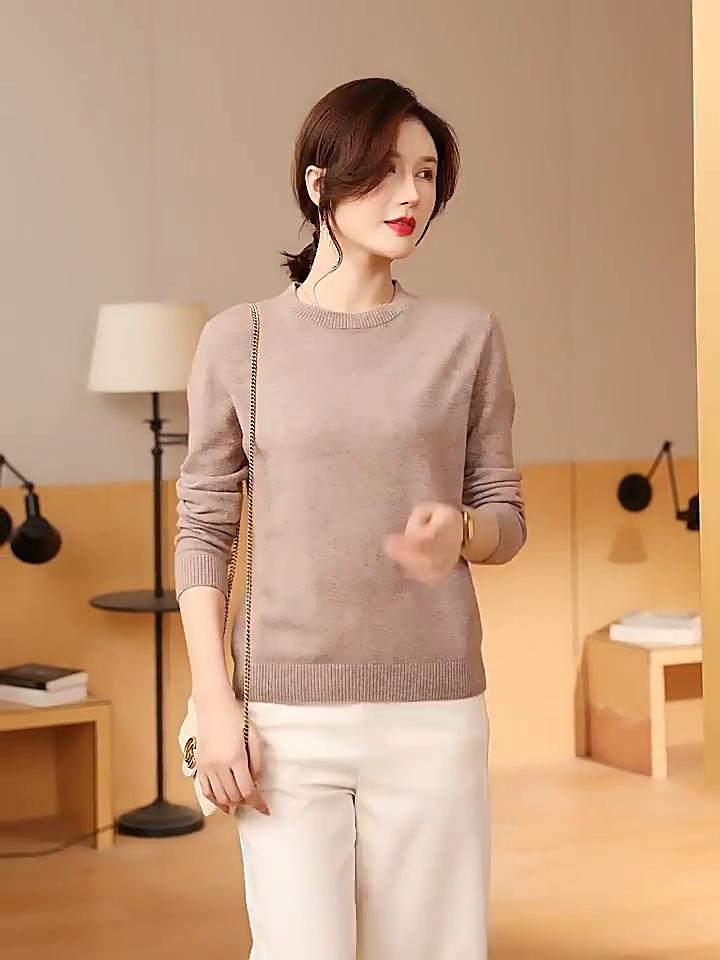 YYFS Женская мода, повседневный однотонный принт, большие размеры, осень-зима, свитера с круглым вырезом и длинными рукавами