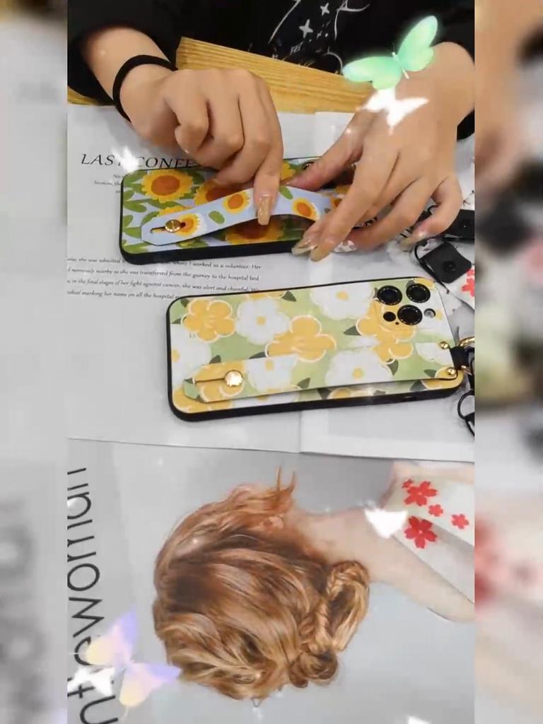 Anti-knock Protective Phone Case For Xiaomi Poco X3 NFC/X3 Pro Durable Oil Painting Phone Holder Wrist Strap Flower Ring