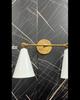 Mid-Century Modern Brass Wall Sconce: Double Cone Vanity Light