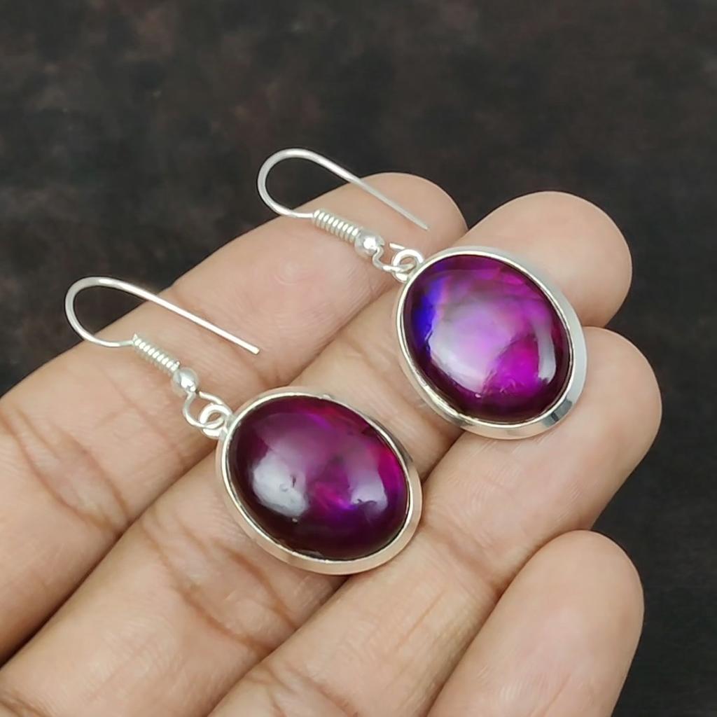 Серьги с фиолетовым огненным лабрадоритом, серьги из стерлингового серебра 925 пробы, новые ювелирные изделия ручной работы, серьги с драгоценными камнями, подарок для друга, серьги с лабрадоритом