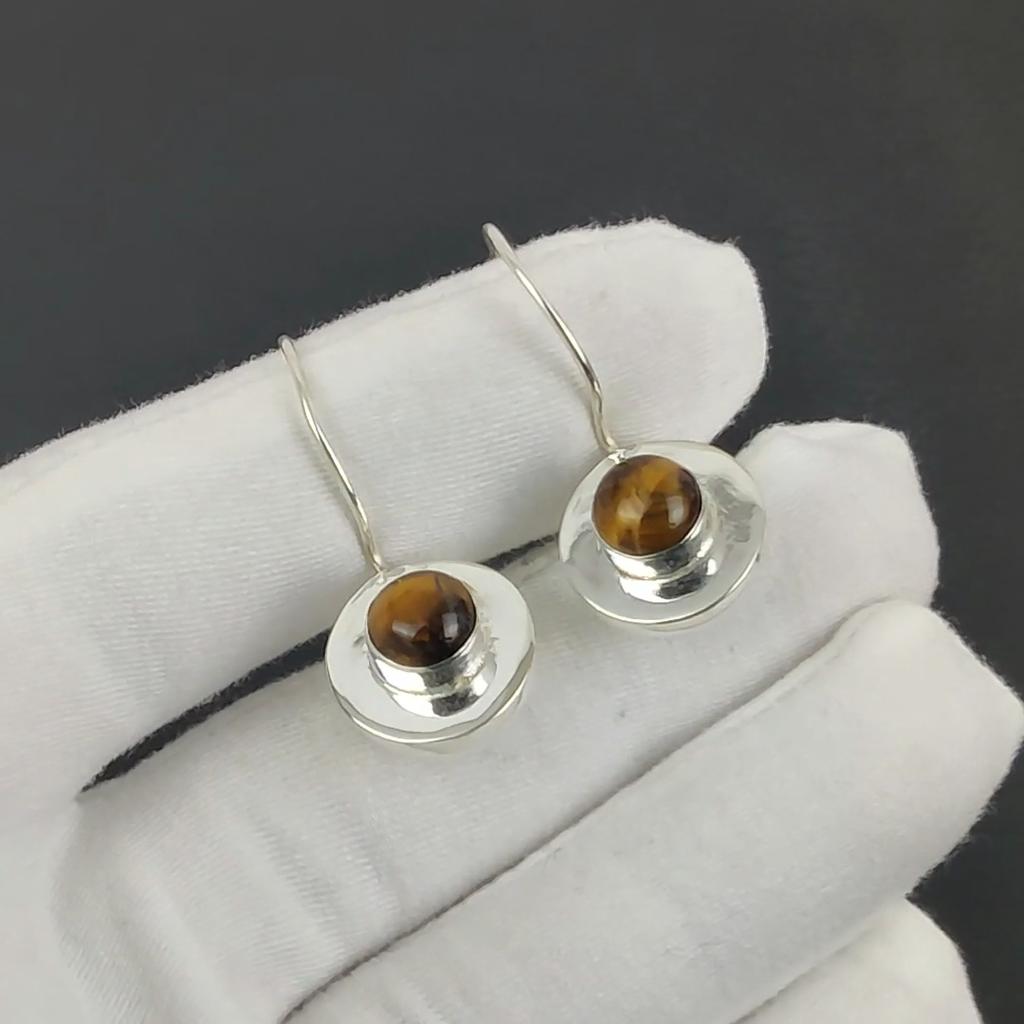 Серьги с натуральными камнями тигровый глаз, серьги из стерлингового серебра 925 пробы, серьги-подвески из серебра ручной работы в стиле бохо, подарок на день рождения