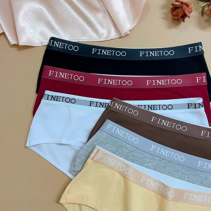 FINETOO 4 шт./компл. женские хлопковые трусики сексуальные с низкой посадкой эластичные трусы с буквенными бретельками нижнее белье для девочек однотонные спортивные трусики мягкое нижнее белье