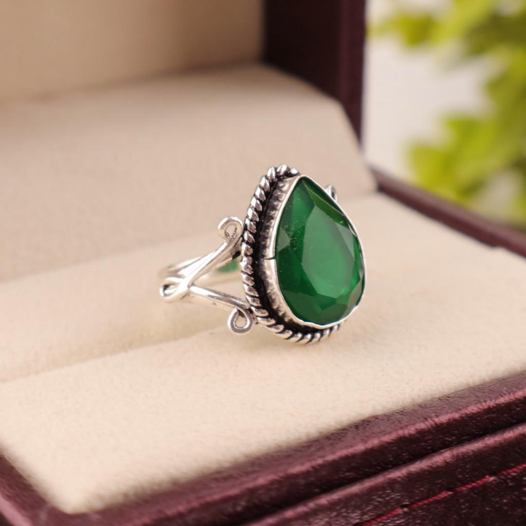 Green Onyx Gemstone 925 Sterling Silver Jewelry Handmade Women's Ring For Gift RR-57-17