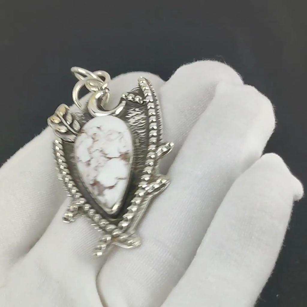 Natural Wild Horse Jasper Gemstone Silver Pendant in 925 Sterling Silver- Handmade Design, Everyday Wear Jewelry, Unique Pendant Easter Gift