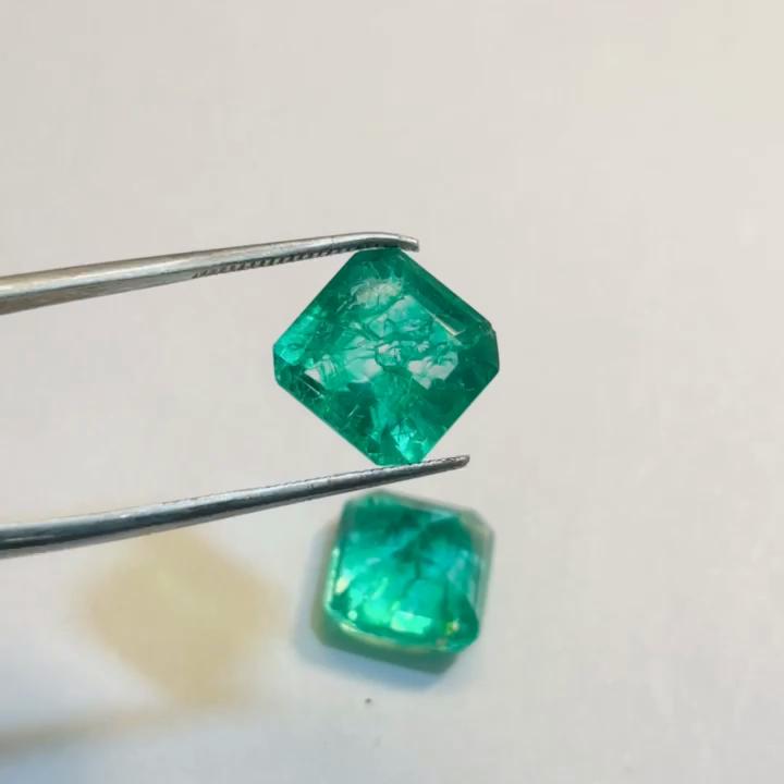 Natural Green Emerald Loose Gemstone Colombian Square Cut 9 ct for Jewelry Making and Crafts