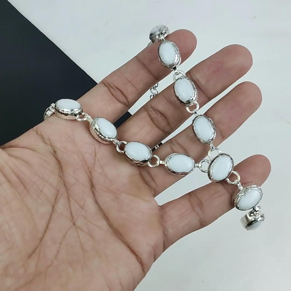 Красивое ожерелье из белого коралла с драгоценными камнями ручной работы из стерлингового серебра 925 пробы, ожерелье из белого коралла для жены, ожерелье унисекс, подарок жене