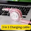 3 в 1 Подходит для iPhone TYPE-C Micro b телескопический один на три мобильных кабеля для зарядки кабель для зарядки