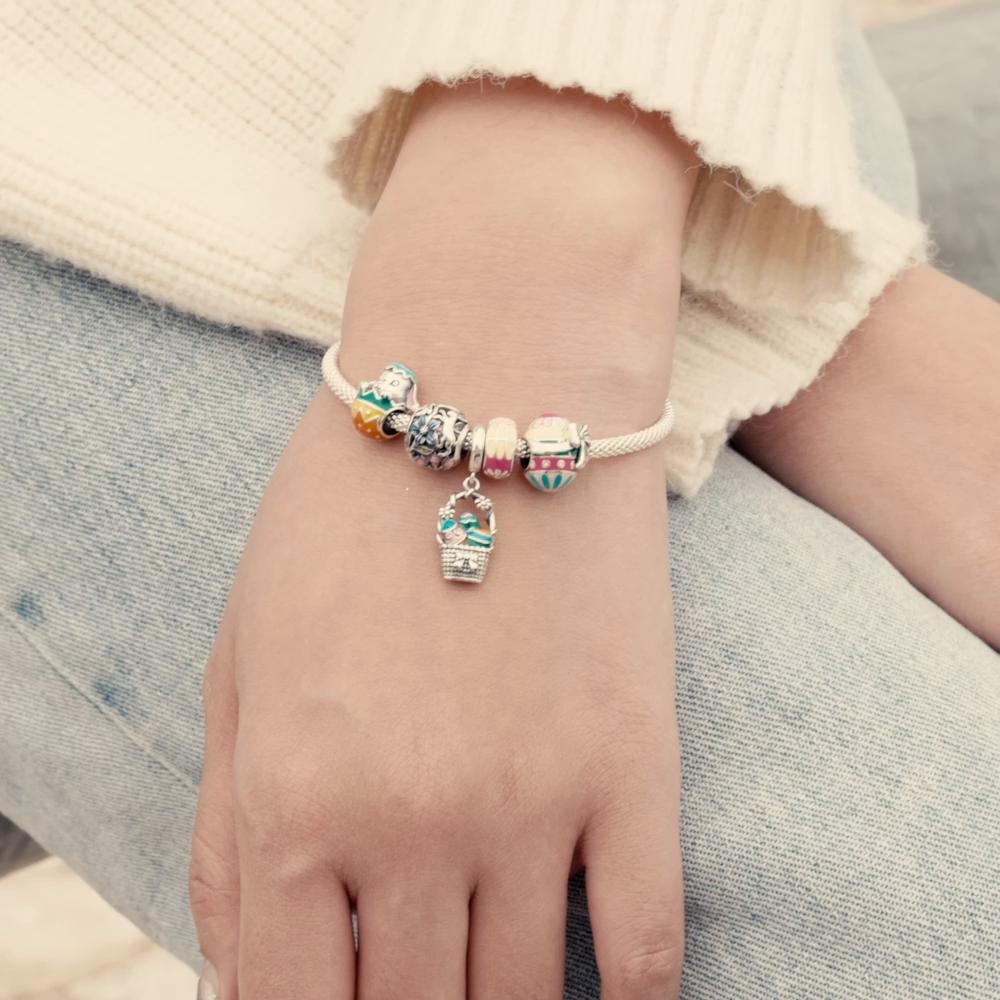 WOSTU Стерлингового серебра 925 пробы, животные, кролик, пасхальное яйцо, подвеска из бисера, подходит для оригинального браслета, ожерелья для женщин, ювелирные изделия