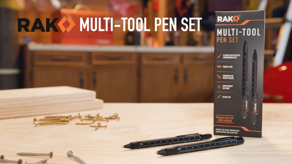Набор из 2 многофункциональных ручек — многофункциональные ручки со светодиодной подсветкой, плоская и крестовая отвертки, уровень, линейка, открывалка для бутылок и стилус