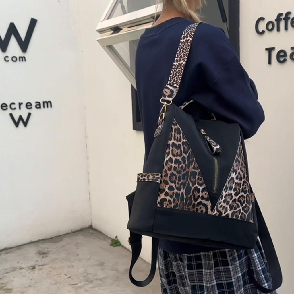 Рюкзак с леопардовым принтом, женский рюкзак большой вместимости с защитой от кражи