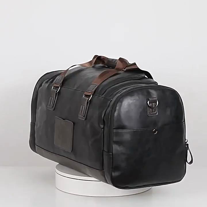 Men Quality PU Leather Travel Bags Carry On Luggage Bag Men Duffel Bags Handbag Casual Traveling Tote Large Weekend Bag