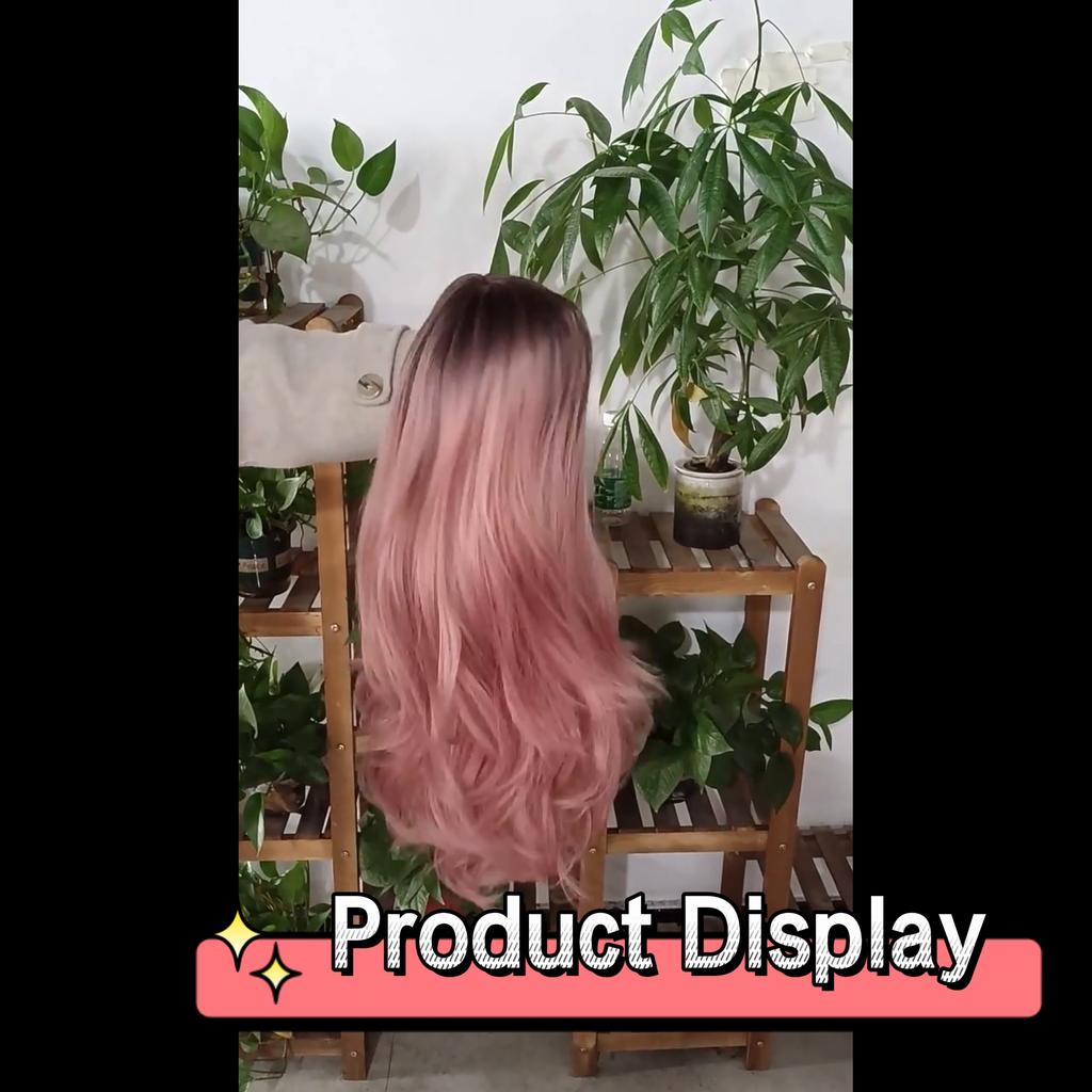 MISSQUEEN Длинный розовый парик с челкой, длинный волнистый парик, розовые парики с эффектом омбре для женщин, термостойкие синтетические женские парики для косплея для повседневного использования (Омбре Розовый)