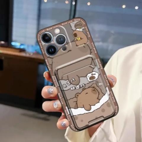 Card Sleeve TPU Phone Case For Tecno Pova Neo Cartoon Silicone Shockproof Card Bag Cute Fashion Design Card Slot Cover